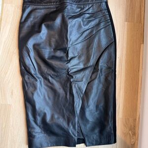 Seed Heritage Black Leather Pencil Skirt